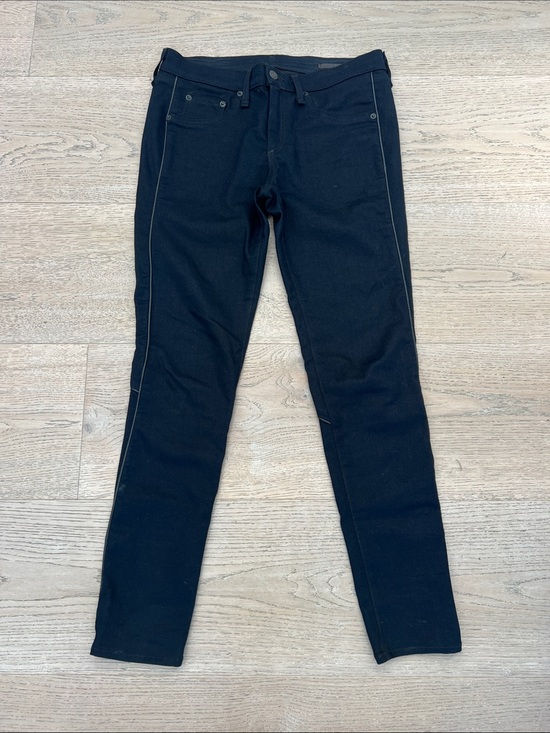 rag & bone Denim - Rag & Bone Midnight Indigo Blue Skinny Jeans Size 29 with Black Leather Piping